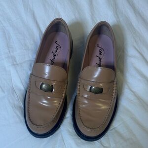 Free People Tan Loafers with Black Soles